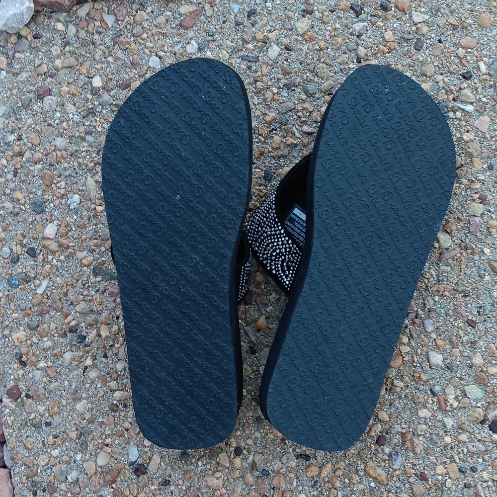 Skechers yoga foam crystal embellished thong strap platform sandals womens 8 - Picture 8 of 9